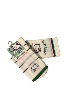 🎾 RARE 2-PACK 🎾 Hello Kitty Tennis Club Crew Socks - NWT Miniso